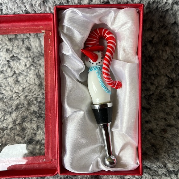 Brand New in Box glass Snowman Wine bottle stopper - Picture 2 of 6